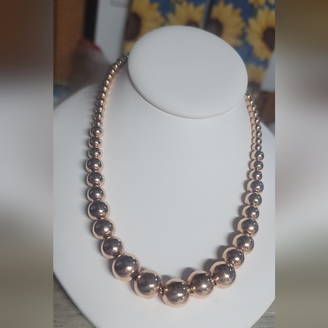 N202 Rose Bronze Graduated Bead Necklace
